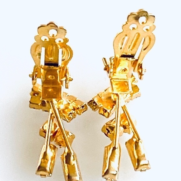 Vintage Crystal Clip On Earrings Gold Tone - Picture 7 of 8
